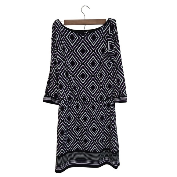 White House Black Market Dresses & Skirts - White House Black Market Geometric‎ Diamond Print Midi Dress XS